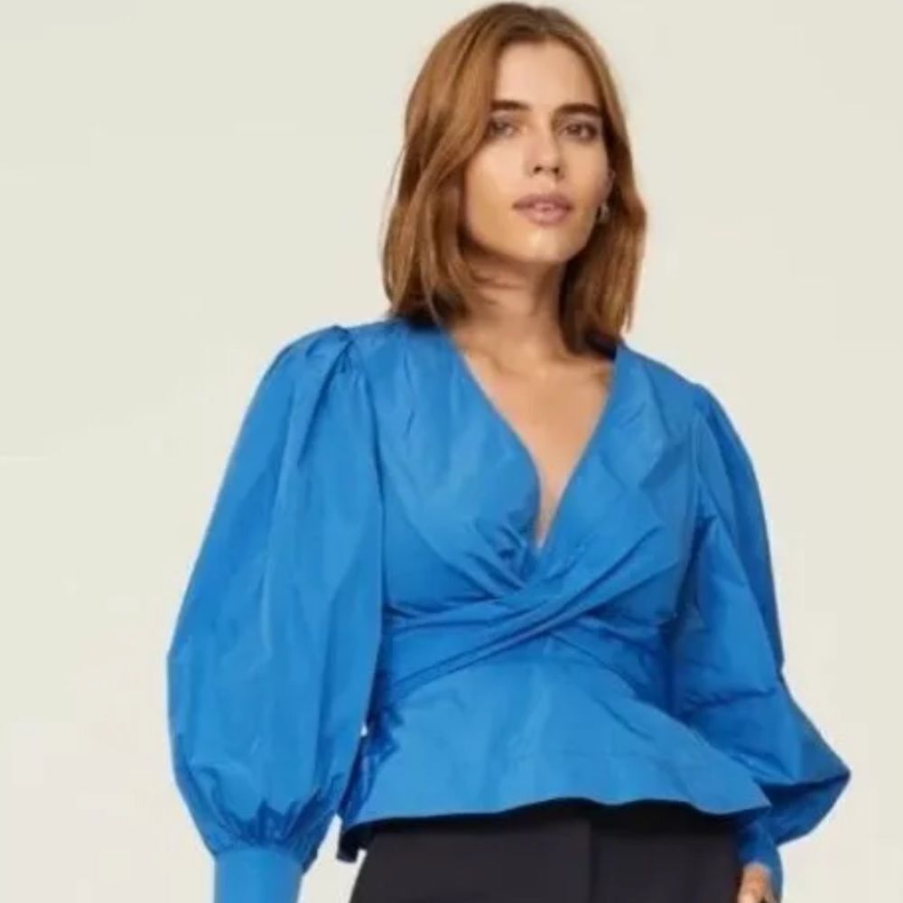 Veronica Beard Seema Royal blue Tafetta Blouse size 4